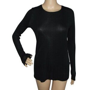 White House Black Market Shirt Womens Small black long sleeve ribbed knit crew